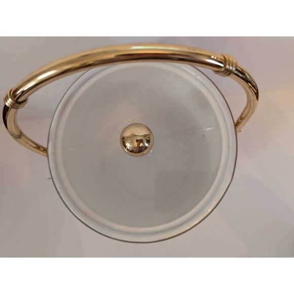 Vintage MCM Silver Ice Bucket With Gold Handle & Lid Knob - Picture 3 of 8